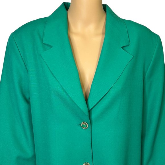 RARE Vintage Nikki Womens 16 Emerald Forest Green Suit Jacket Blazer - Picture 2 of 11